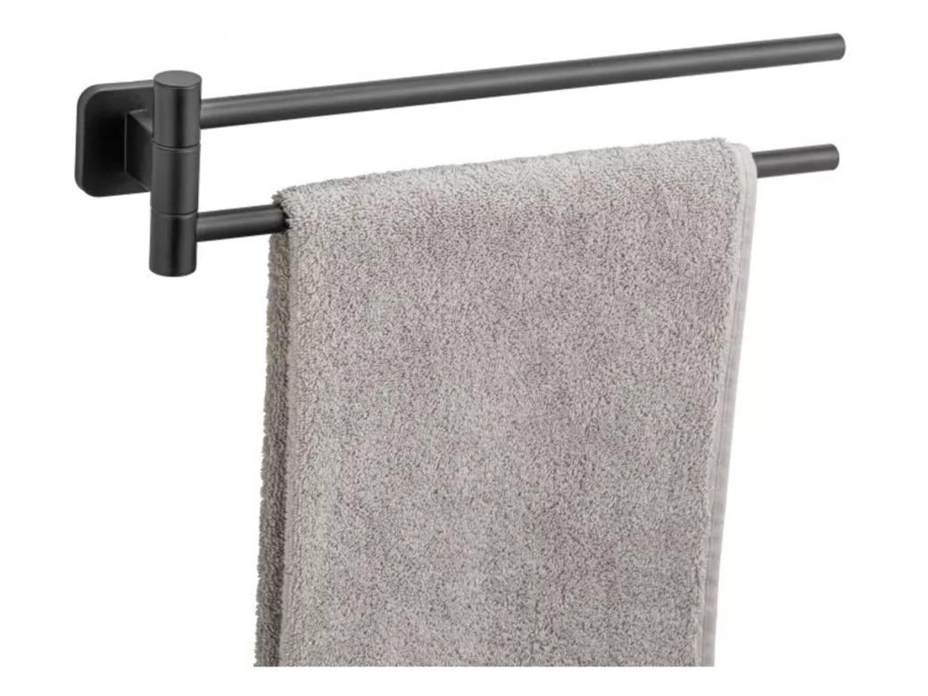 WENKO PORTE-SERVIETTES 2 BRAS PORTO BLACK INOX NOIR