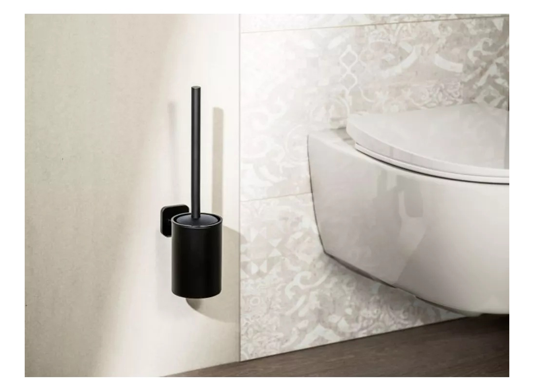 WENKO TURBO-LOC TOILETBORSTELHOUDER PORTO BLACK RVS ZWART