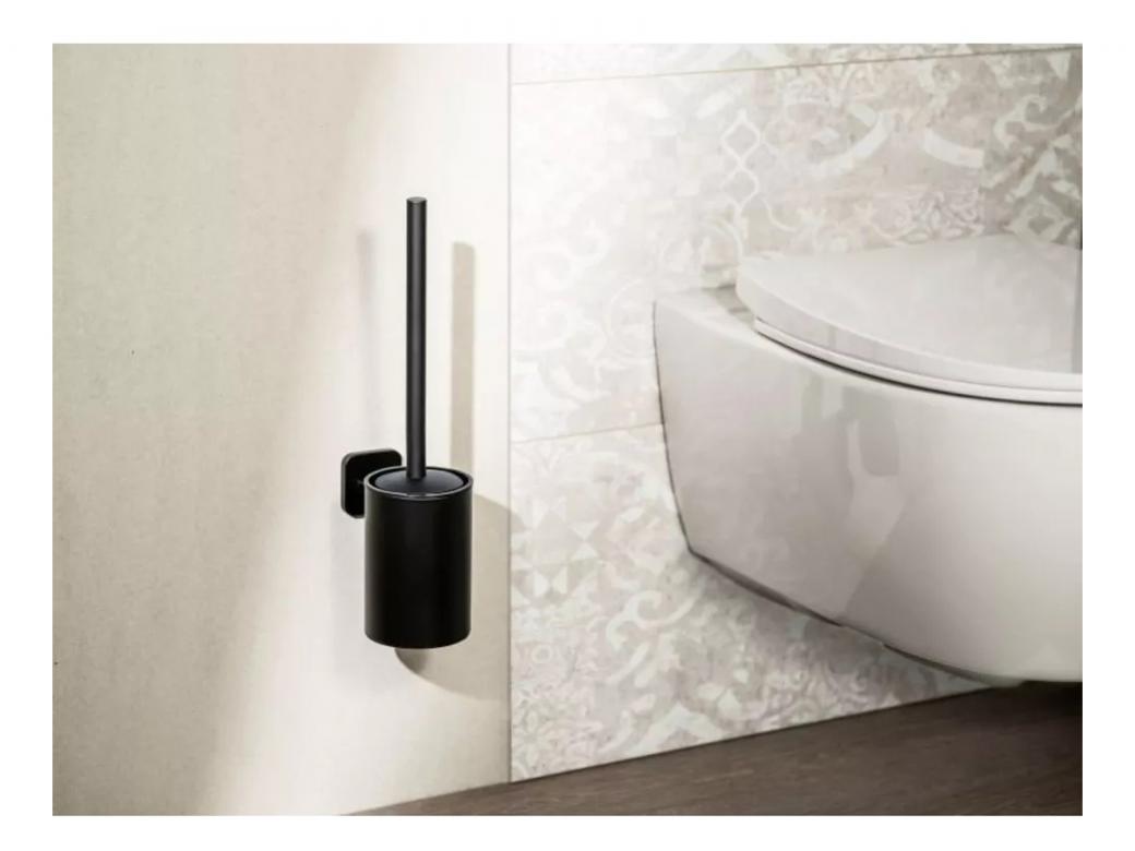 WENKO TURBO-LOC TOILETBORSTELHOUDER PORTO BLACK RVS ZWART