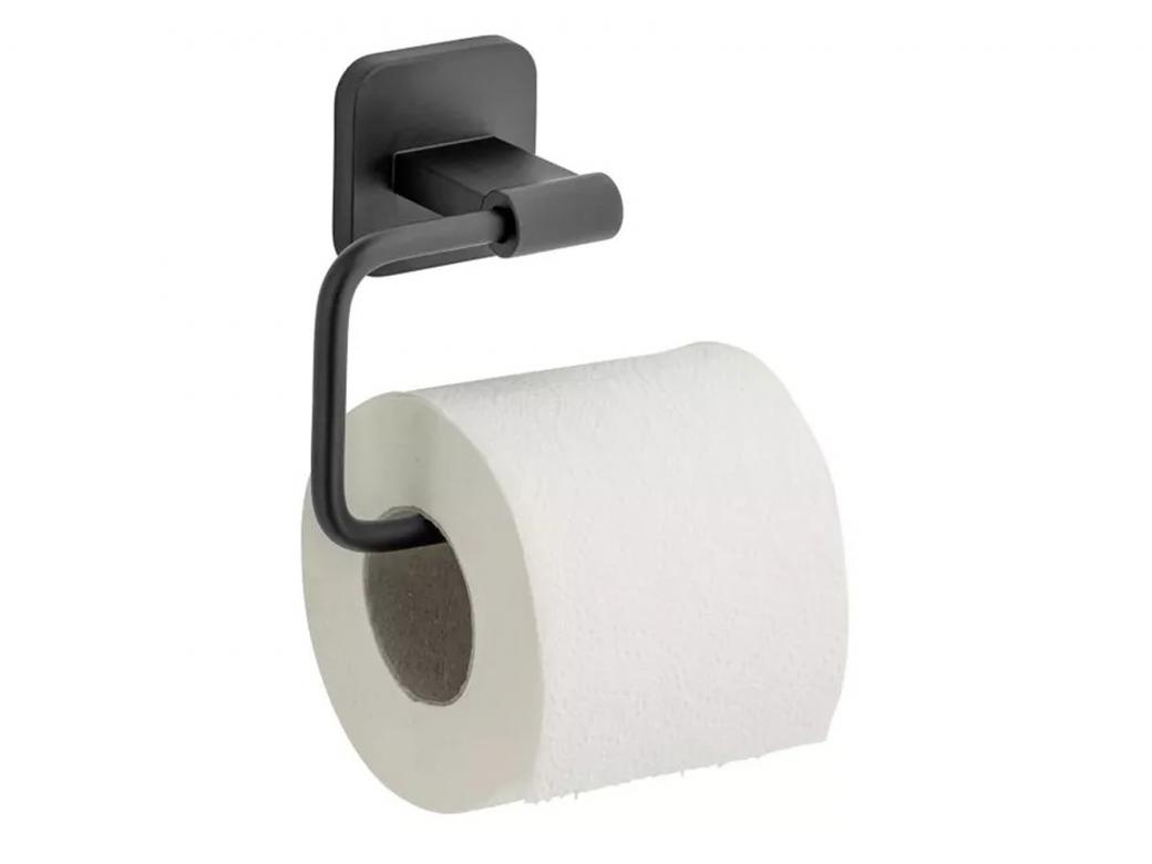 WENKO TURBO-LOC PORTO BLACK TOILETROLHOUDER RVS ZWART