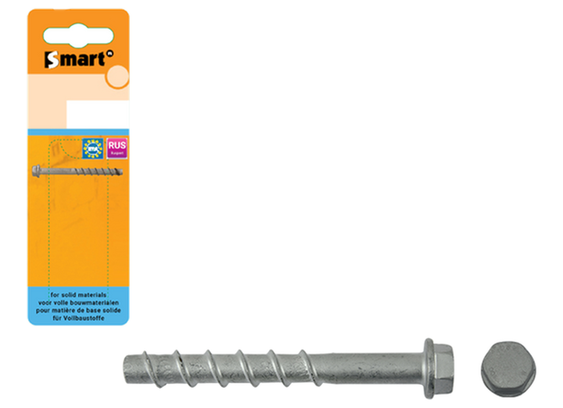 Betonschroef Turbo Smart zeskantkop met aangeperste ring Ø6 x 60 mm, zinklamellen coating, max. materiaaldikte 25 mm, 4 stuks