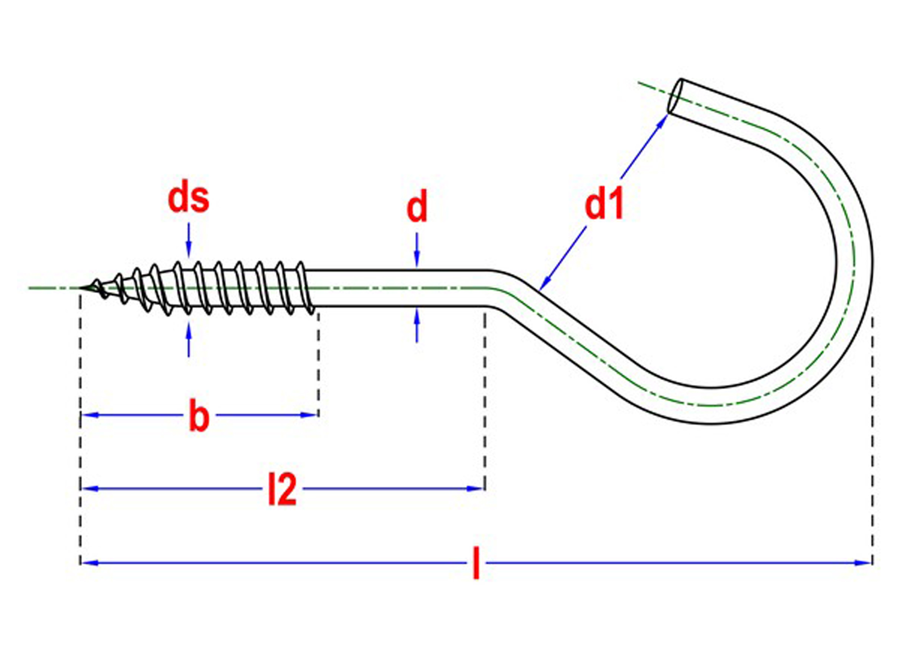 CROCHET A VIS Ø2,40X12MM ZINGUE 18 PCS