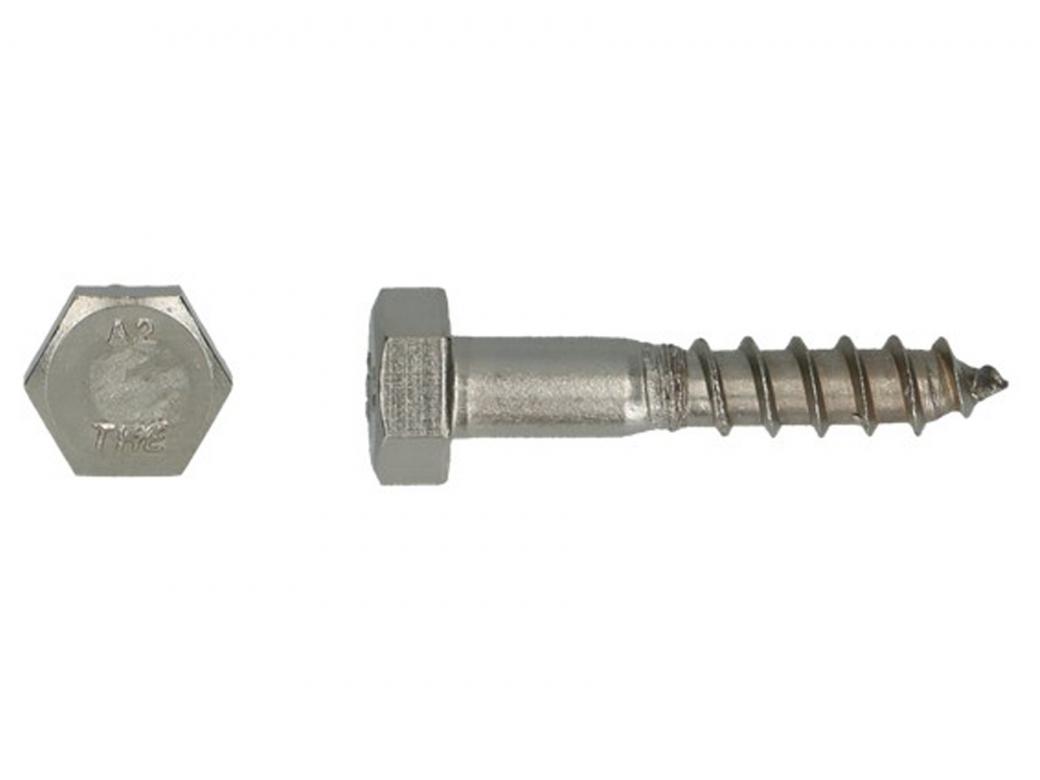 HOUTDRAADBOUT DIN 571 6X30 INOX A2 BLISTER 7ST
