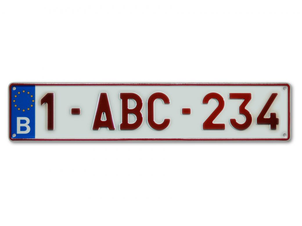 PLAQUE D''IMMATRICULATION BELGE 52X11CM PLEXI + FILM