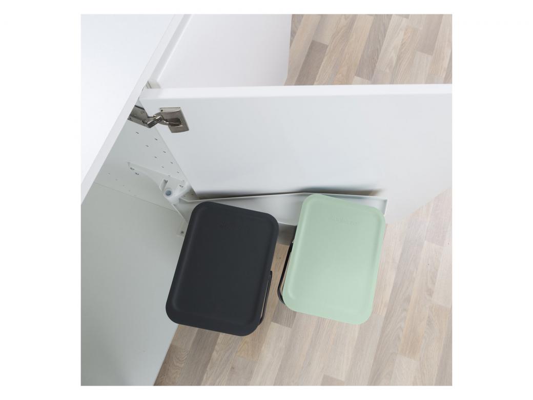 BRABANTIA POUBELLE ENCASTRABLE SORT & GO 2X12L GRIS - VERT