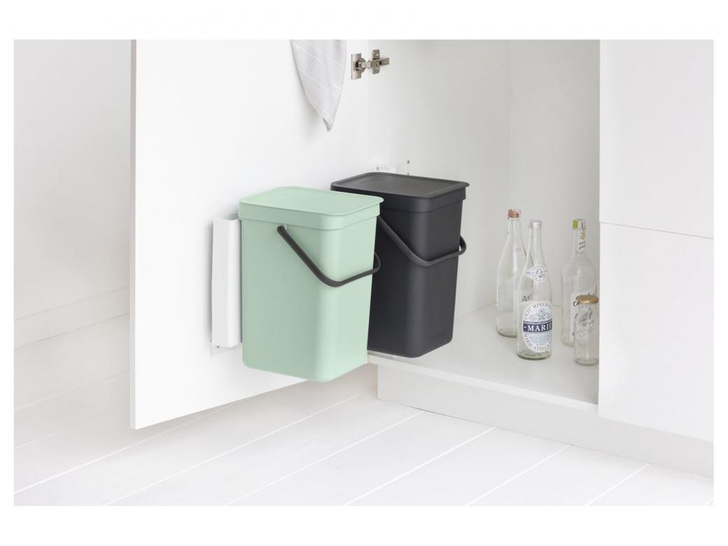 BRABANTIA POUBELLE ENCASTRABLE SORT & GO 2X12L GRIS - VERT