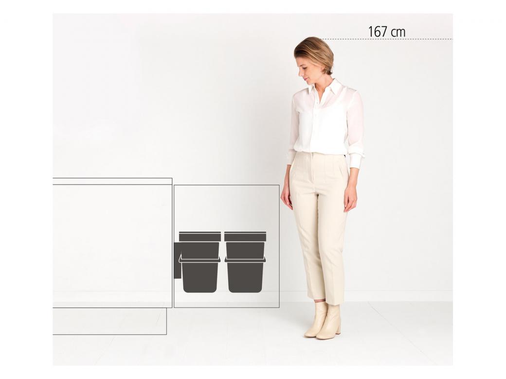 BRABANTIA POUBELLE ENCASTRABLE SORT & GO 2X12L GRIS - VERT