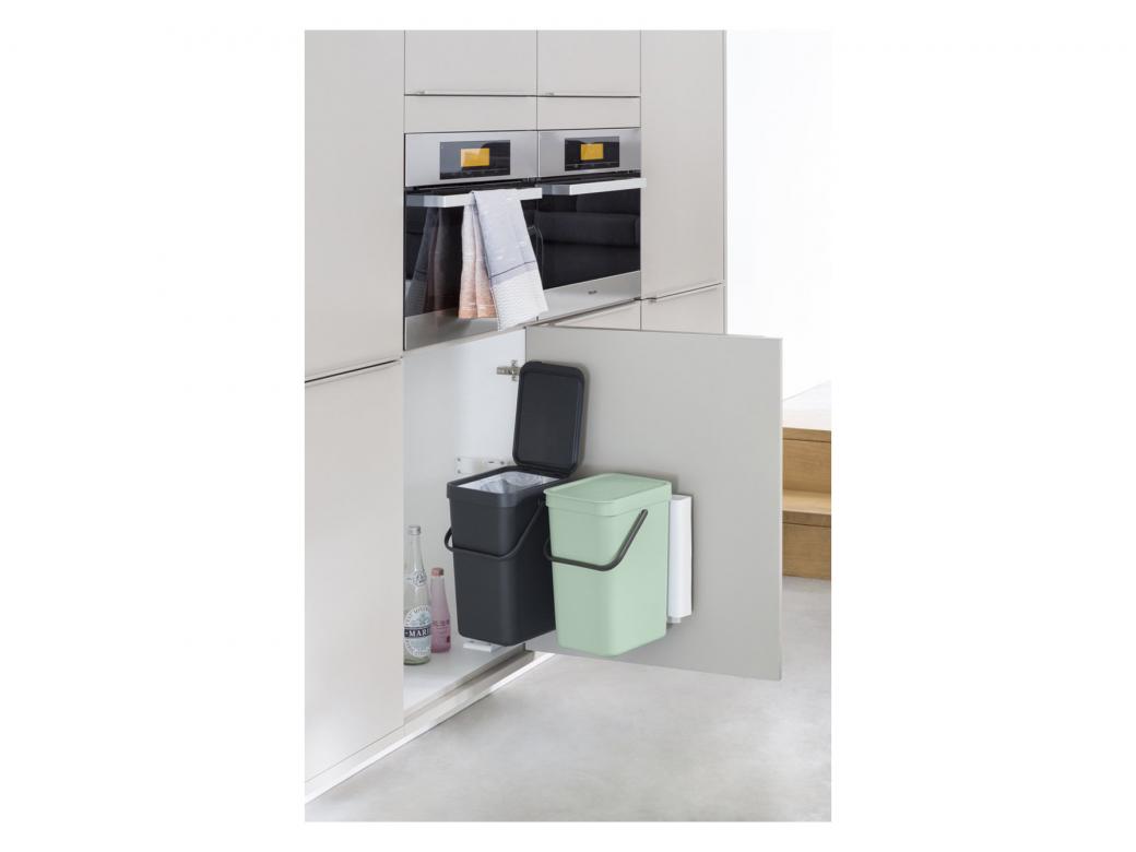 BRABANTIA POUBELLE ENCASTRABLE SORT & GO 2X12L GRIS - VERT