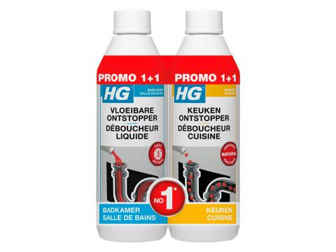 HG DEBOUCHEUR LIQUIDE + DEBOUCHEUR DE CUISINE 500ML DUO PROMO PACK