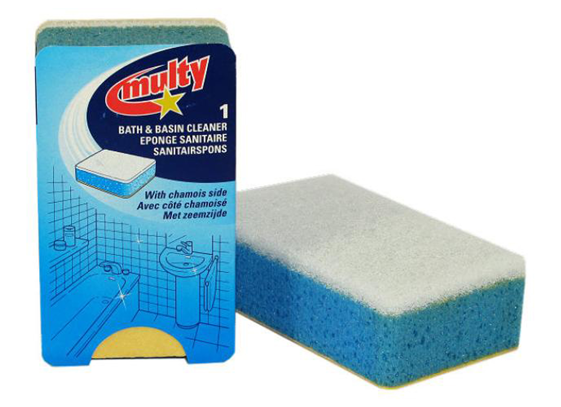 MULTY SCHUURSPONS BLAUW MET ZEEMZIJDE
