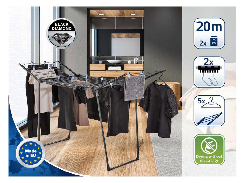 LEIFHEIT PEGASUS 200 SOLID BLACK DROOGREK