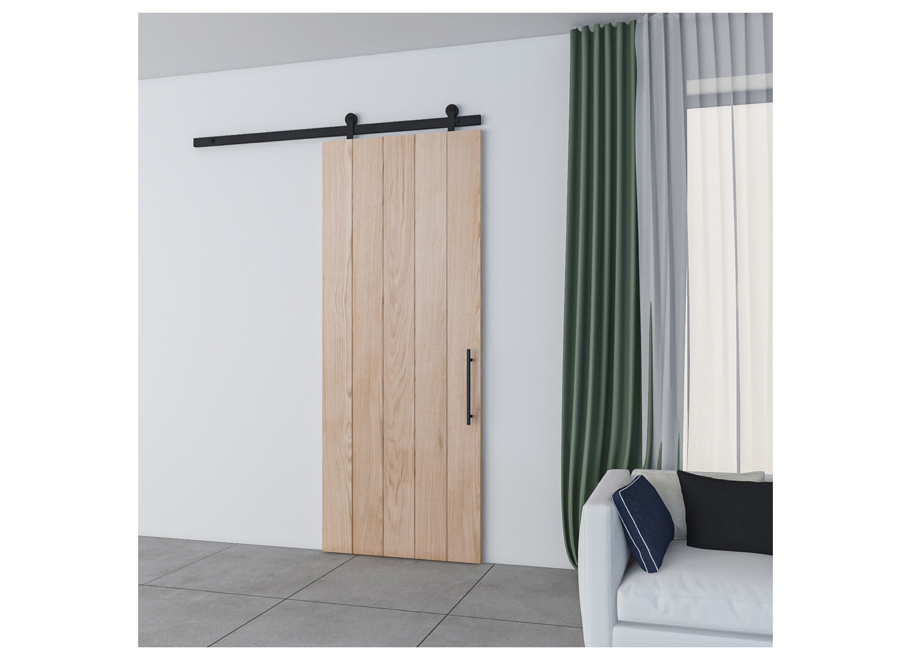 SOLID GALETS PORTE COULISSANTE + GUIDE NOIR (2 PCS)