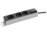 Profile bloc multiprise 3 prises avec interrupteur, câble 1,5 m, noir