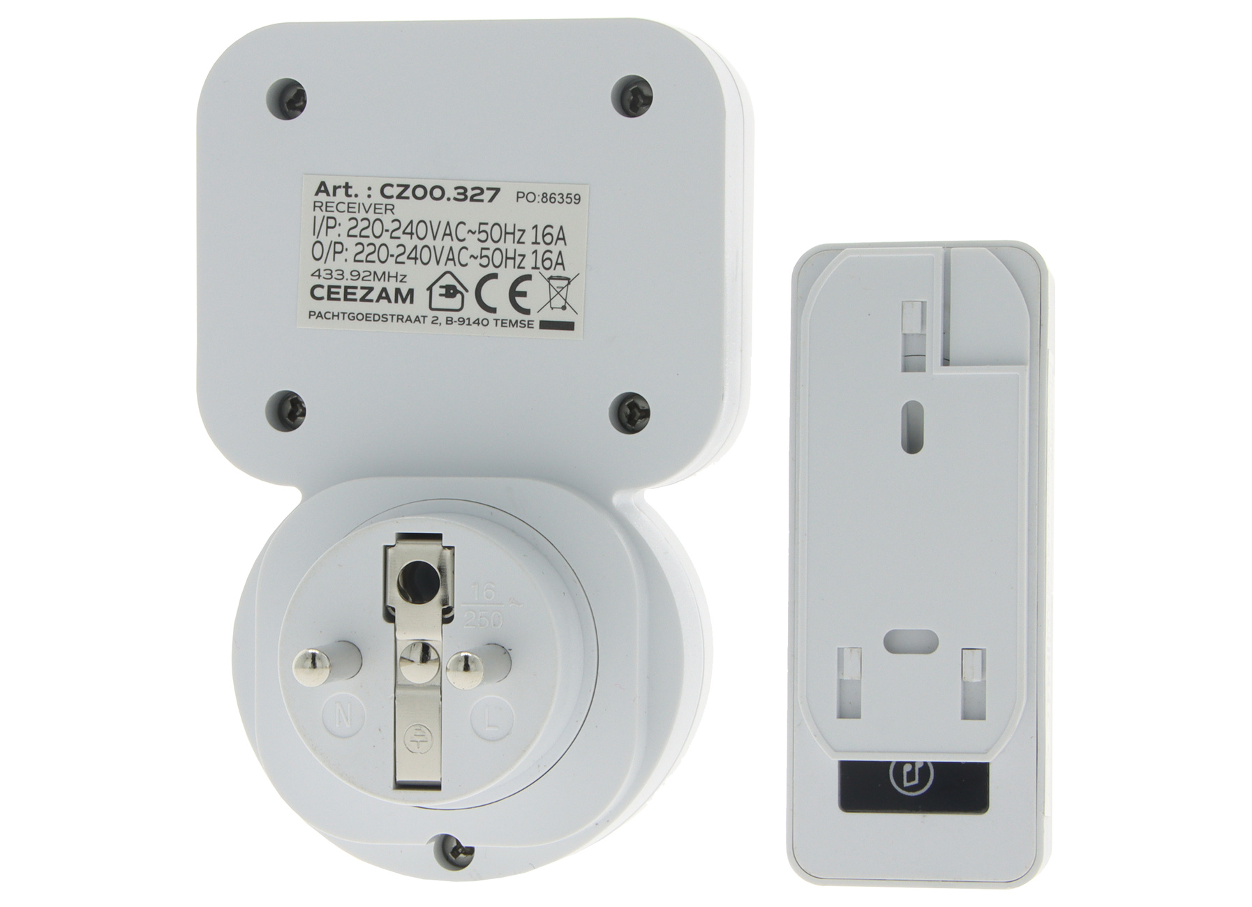 Ceezam draadloze deurbelset doorsteek-stopcontact