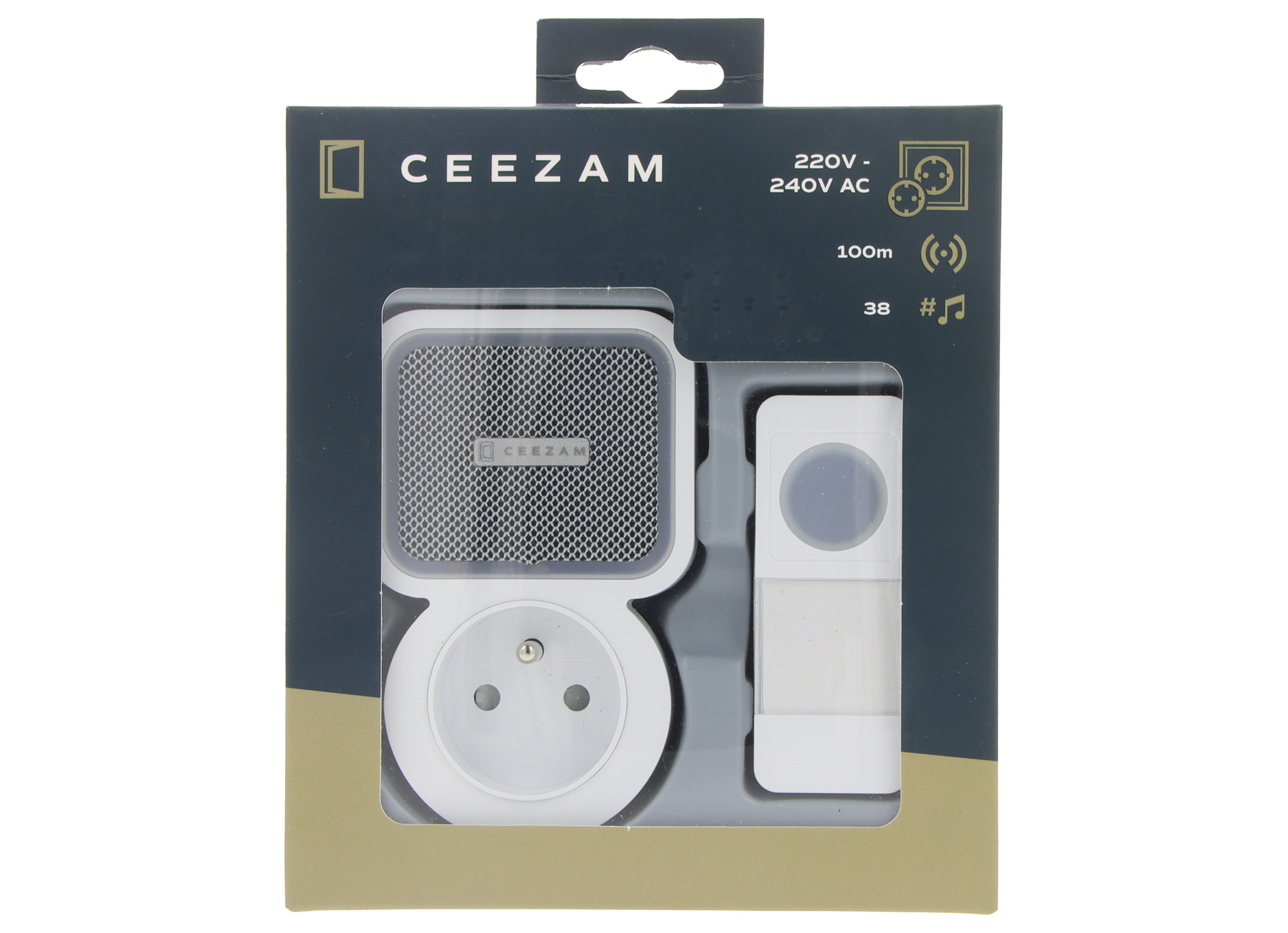 Ceezam draadloze deurbelset doorsteek-stopcontact