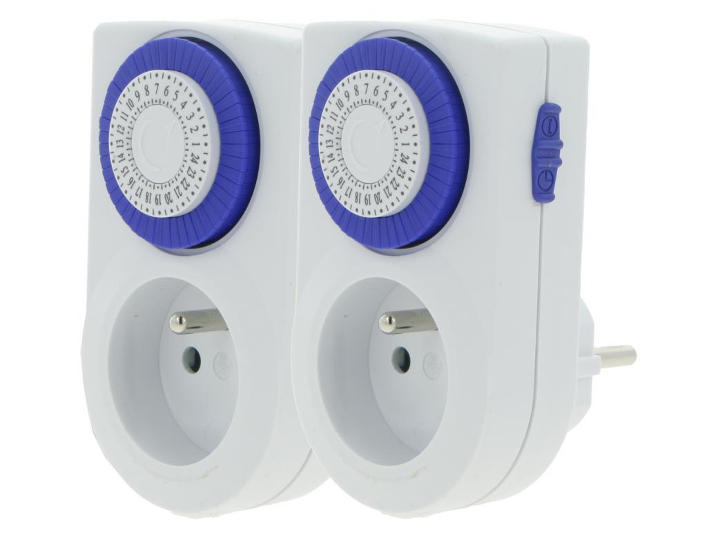 Mechanische schakelklok 3500 W wit - set van 2