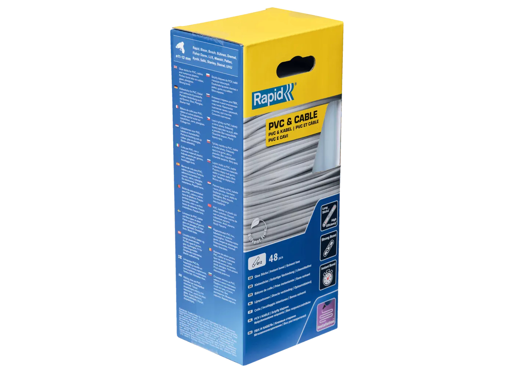 Lijmpatronen PVC & kabel Ø 12 x 190 mm, 48 stuks, box