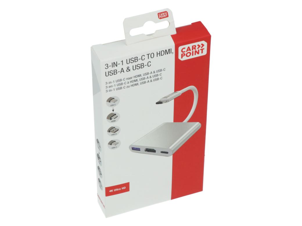 Carpoint adaptateur 3 en 1 USB-C vers HDMI/USB-A/USB-C