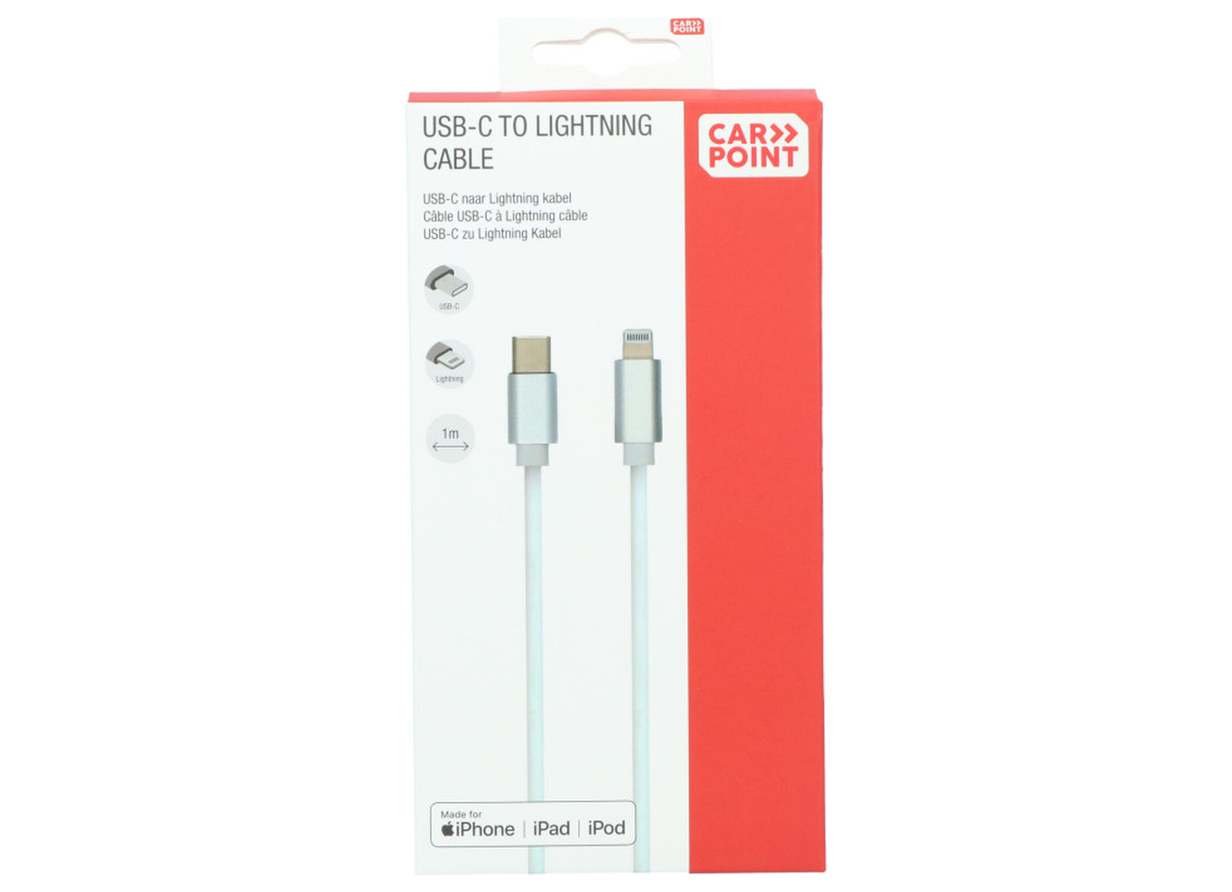 Câble de charge Carpoint USB-C vers Lightning 1 m