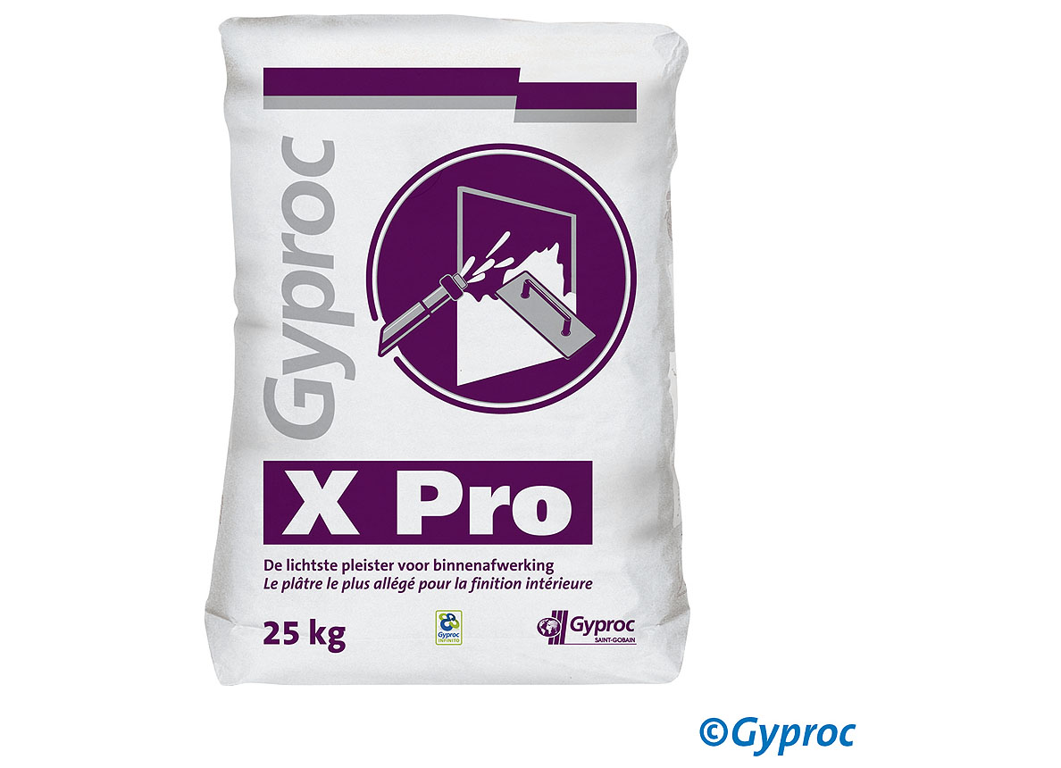 GYPROC X PRO EENLAAGSE SPUIT- EN HANDPLEISTER 25KG