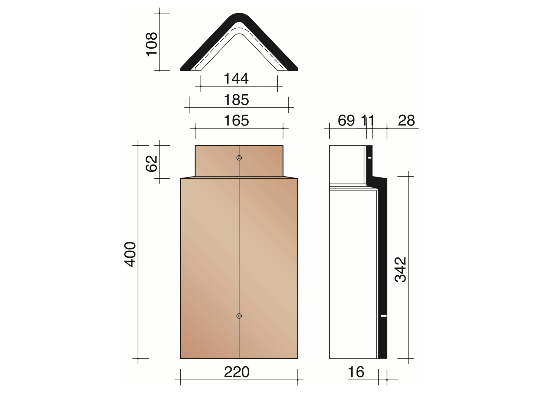TUILE PLATE 301 FAITIERE ANTHRACITE