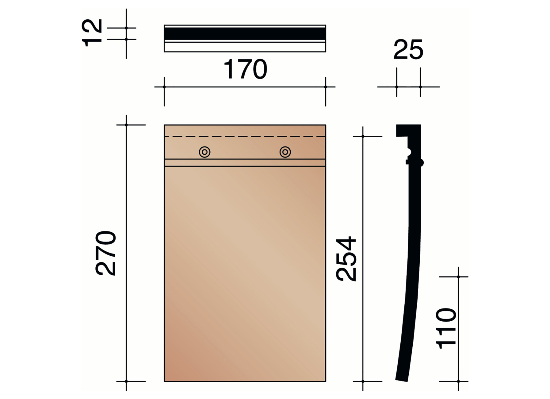 TUILE PLATE 301 BLEU FUME