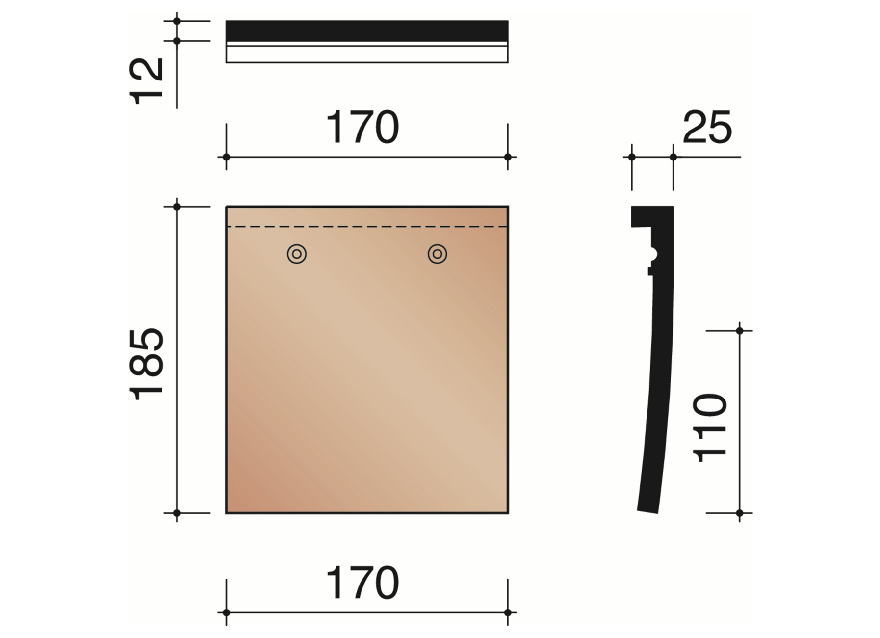 TEGELPAN 301 KORTE PAN LEIKLEUR