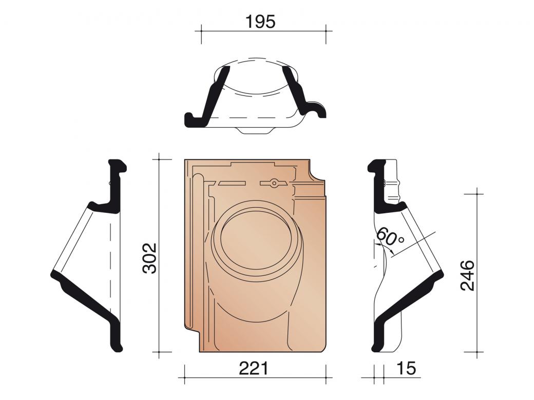 KOKERPAN Ø100 44 AMARANT (EXCL KAPJE)