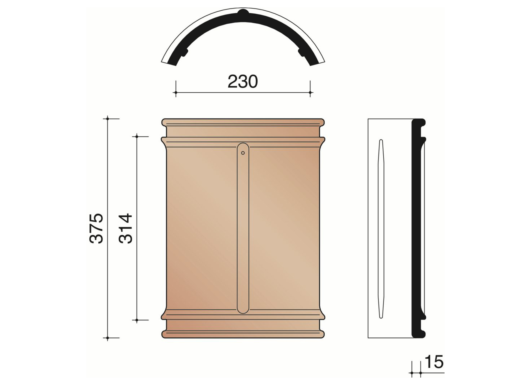 FAITIERE DEMI-RONDE DOUBLE EMBOITEMENT 44 230MM ANTHRACITE