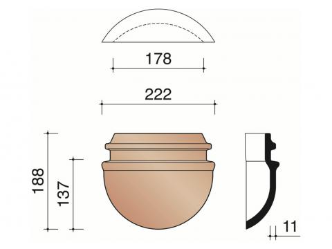 ABOUT D'ARETIER DEMI-ROND 44 190MM ANTHRACITE