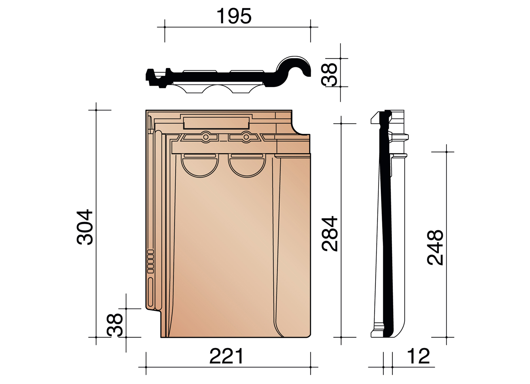 VENTILATIEPAN 12CM2 44 ANTRACIET