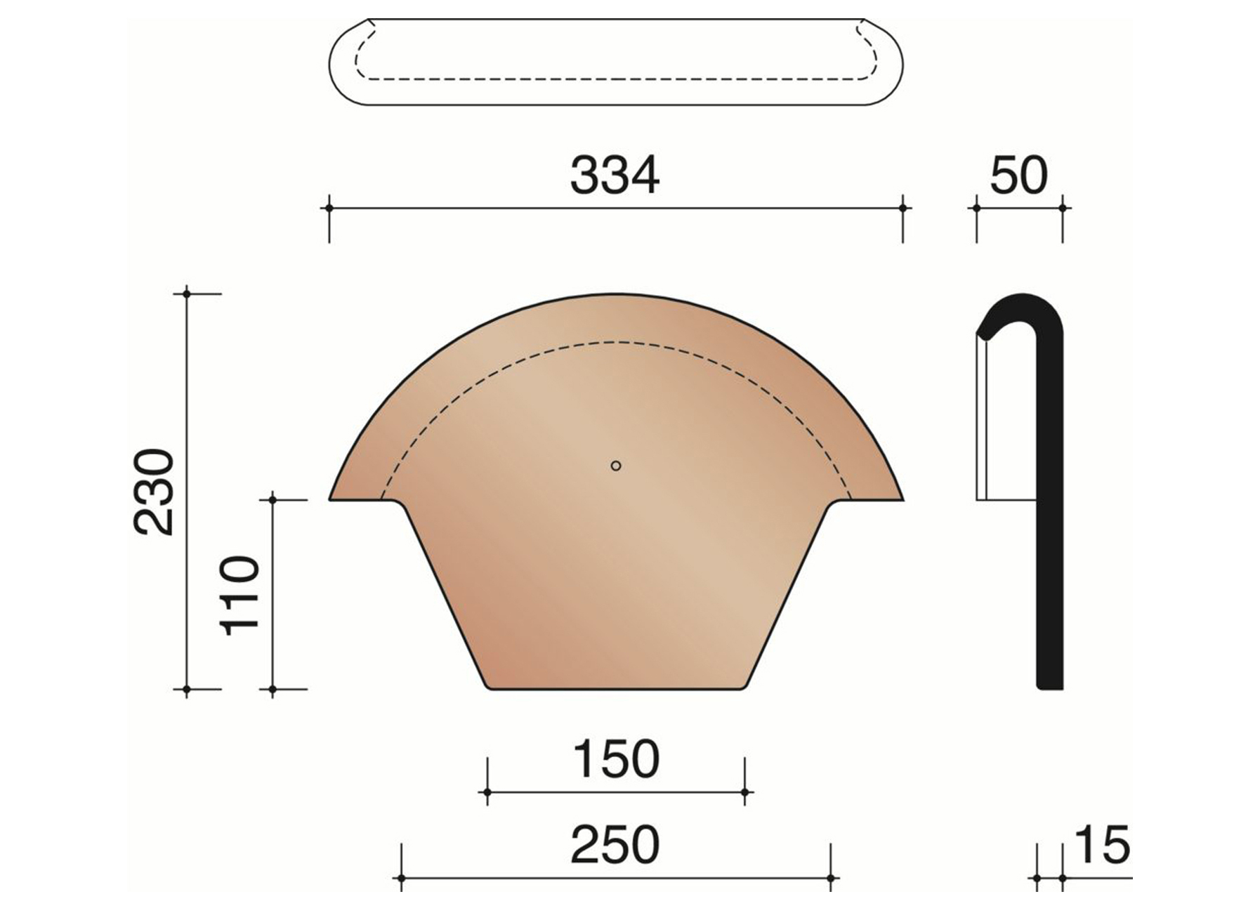 FRONTON 230MM BLEU FUME