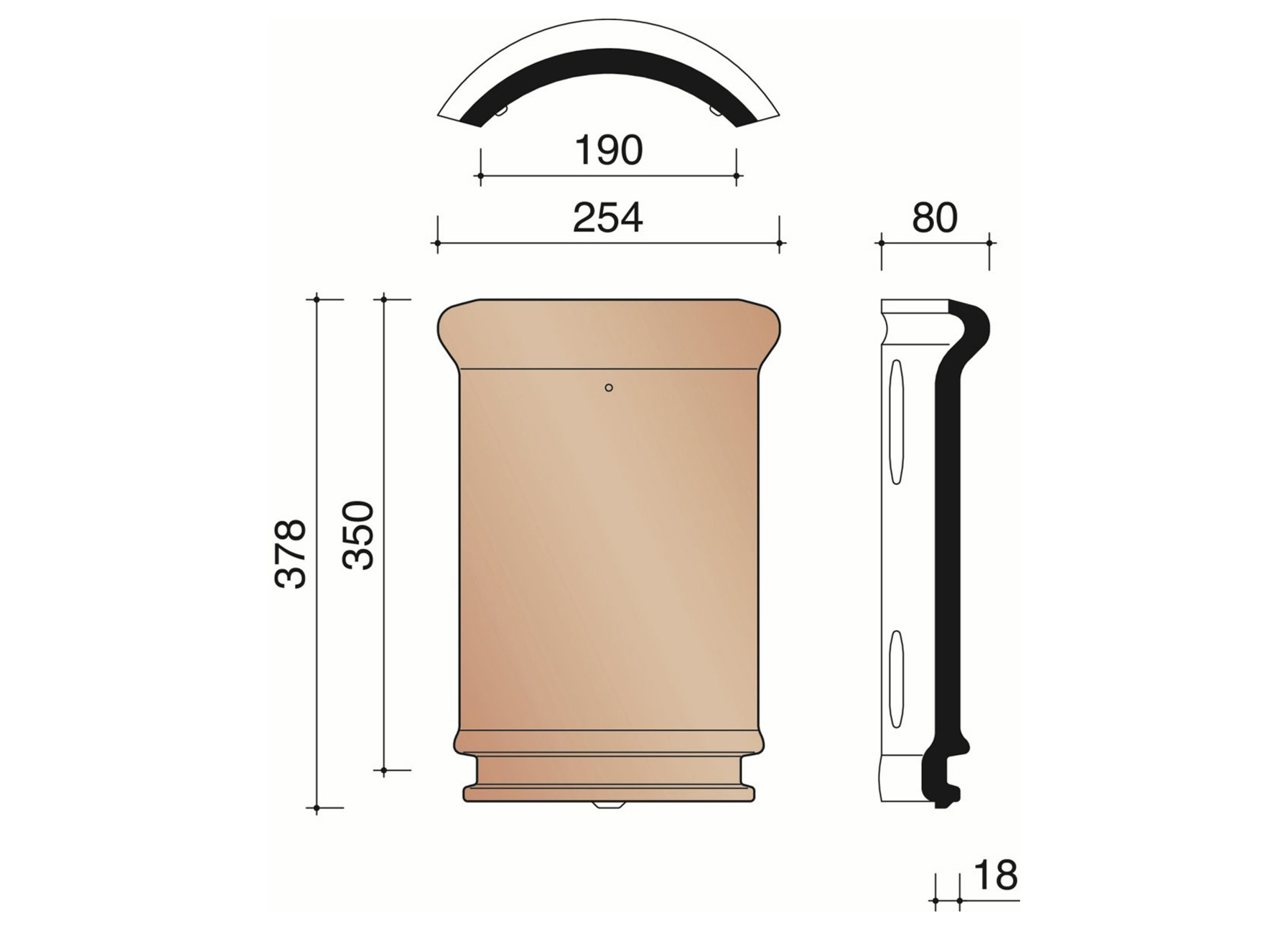 HALFRONDE NOORDBOOM 44 190MM OUD KOPER