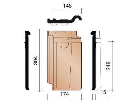 TUIILE TROIS QUART 44 GRIS ARDOISE EMAILLE MAT