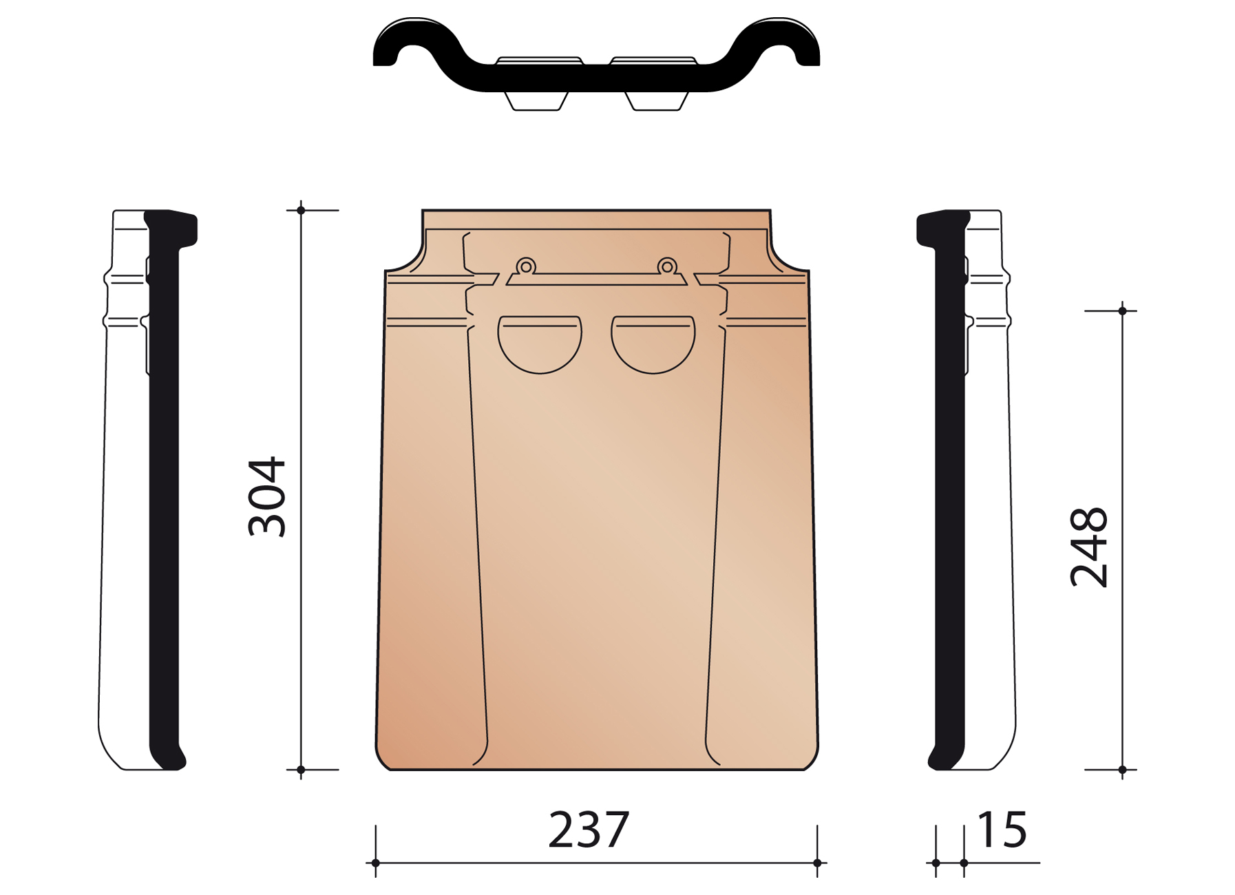 TUILE TEMPETE 44 GRIS ARDOISE MATE EMAILLE