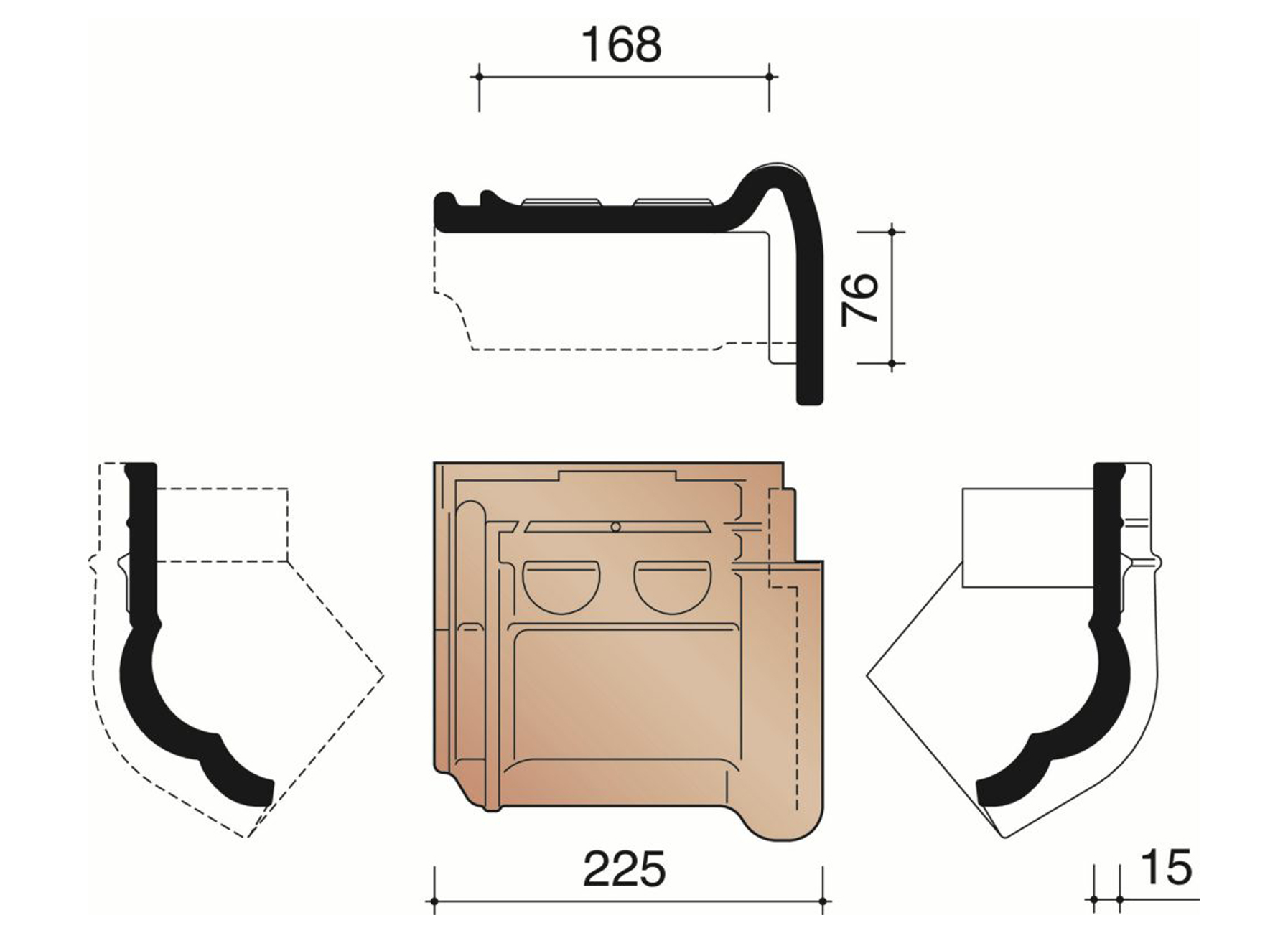 TUILE TEMPETE 44 GRIS ARDOISE MATE EMAILLE