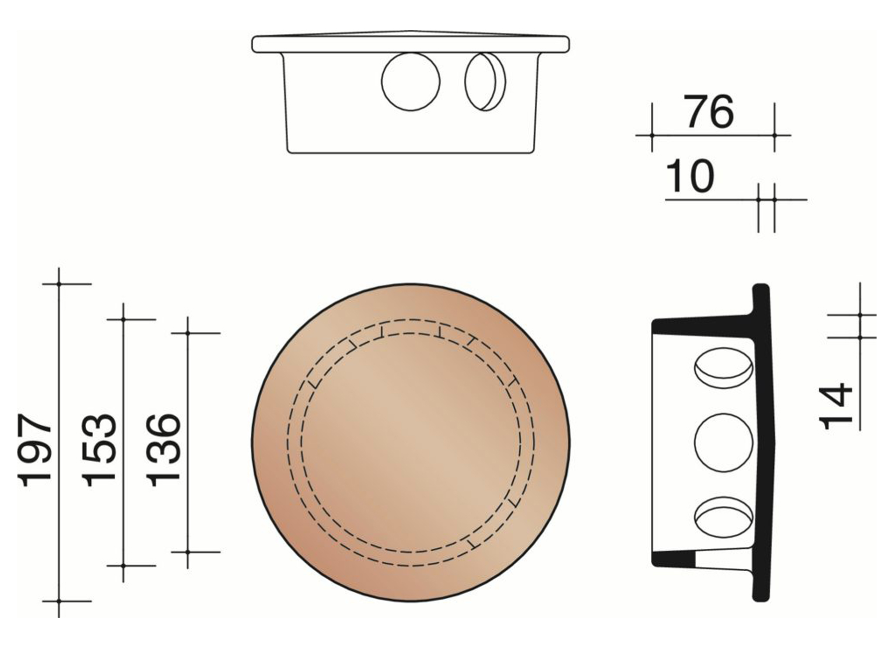 KAPJE VOOR KOKERPAN Ø100MM LUSTRE