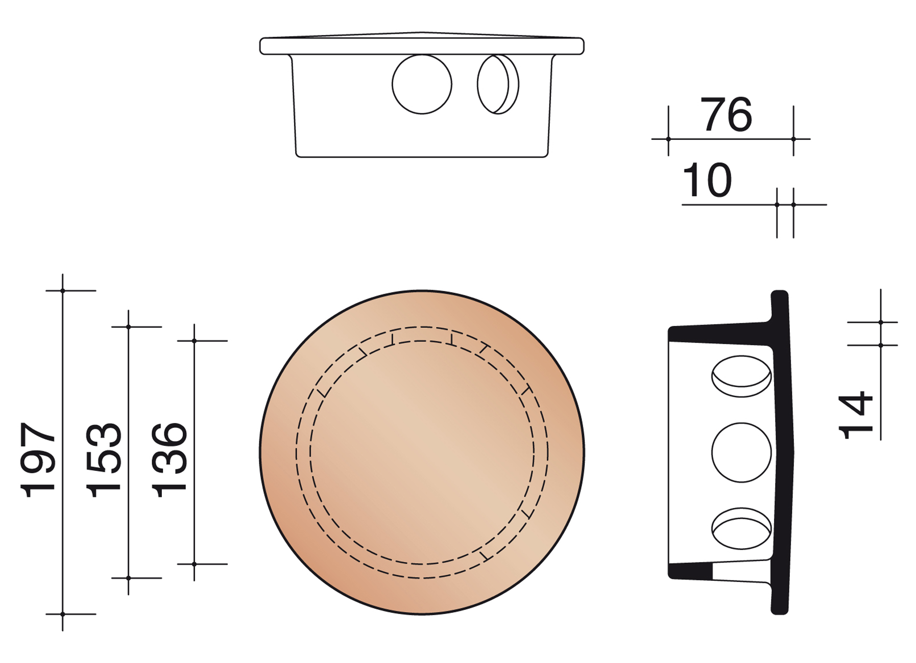 KAPJE VOOR KOKERPAN Ø100MM NATUURROOD