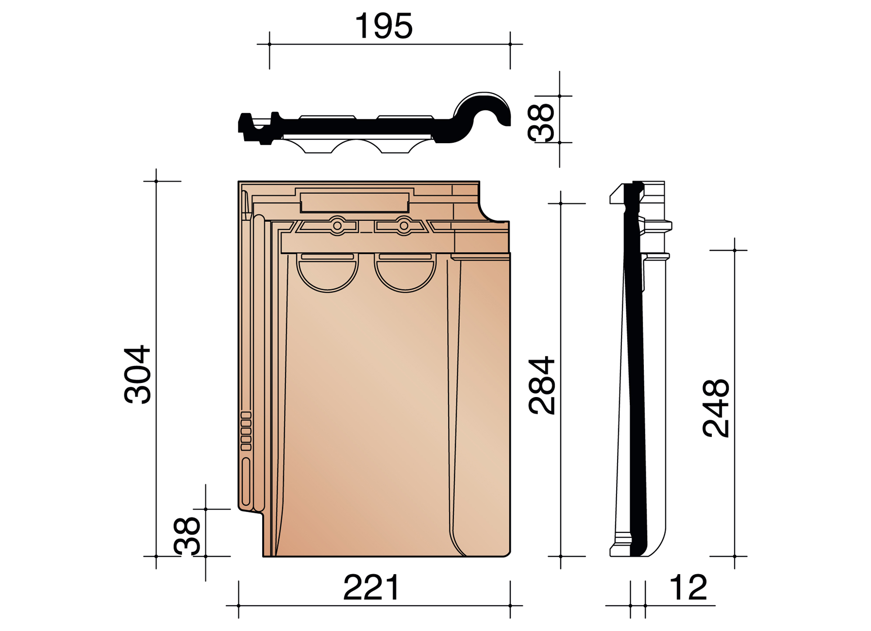 VENTILATIEPAN 44 12CM2 RUSTIEK