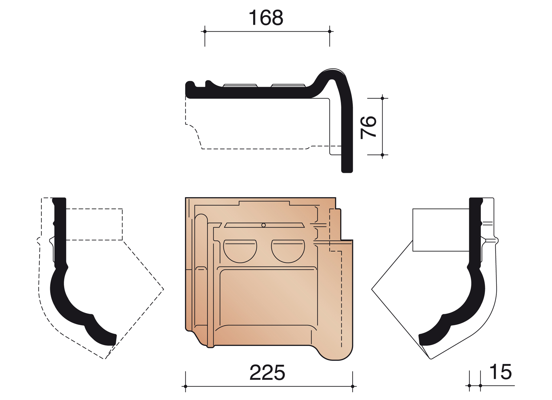 TUILE MEMBRON DE RIVE DROITE 44 RUSTIQUE