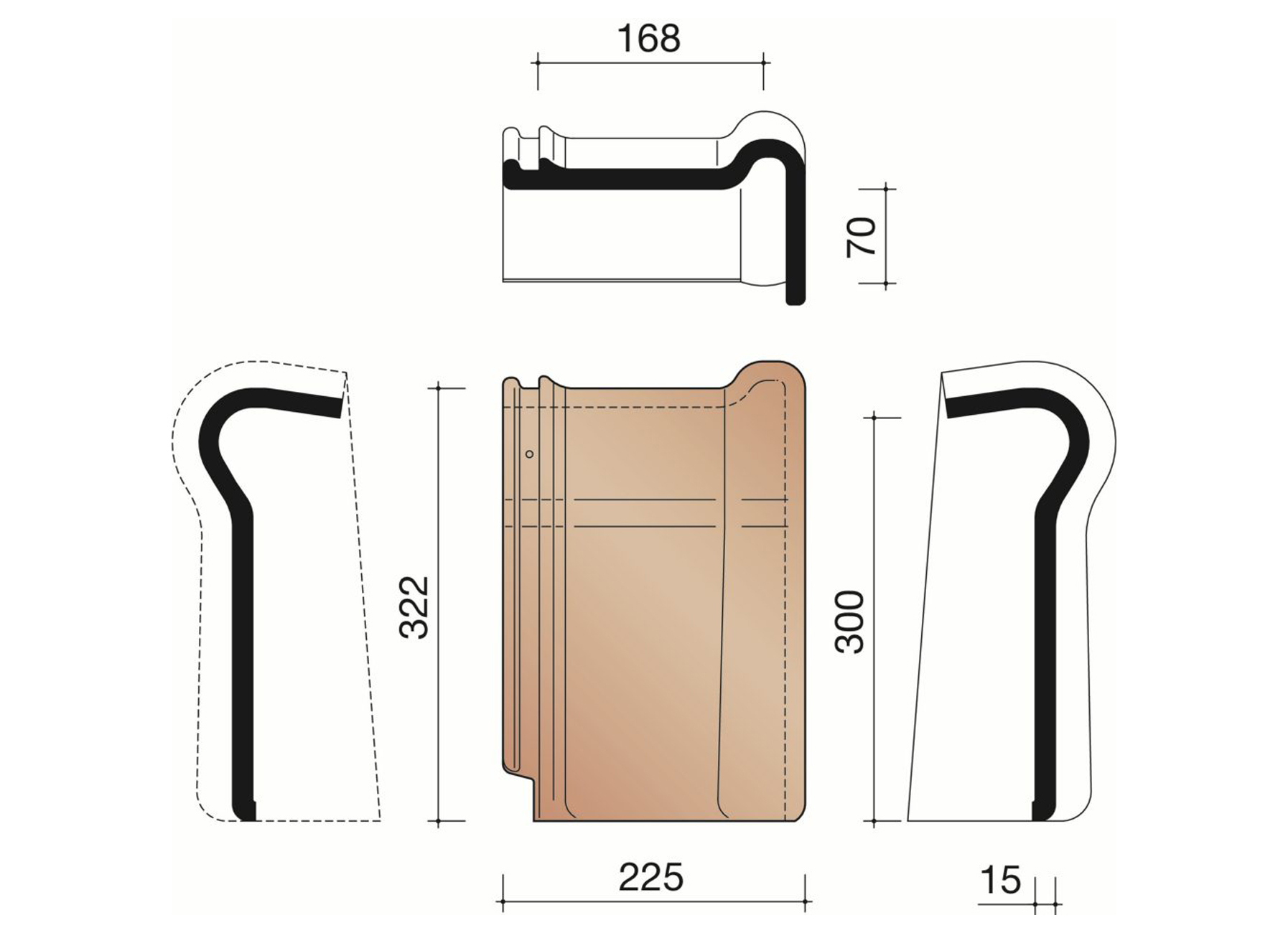 TUILE FAITIERE DE RIVE DROITE 44 RUSTIQUE