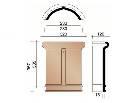 HALFRONDE VORST / NOORDBOOM 44 230MM ZWART VERGLAASD