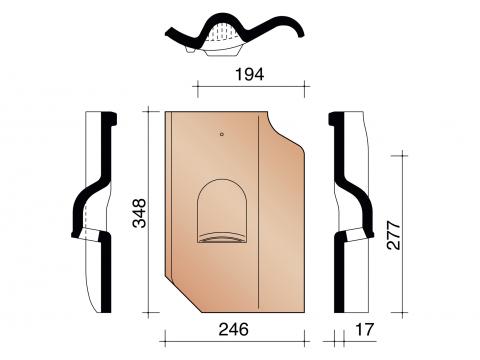 VENTILATIEPAN + ROOSTER KUNSTSTOF 451 RUSTIEK