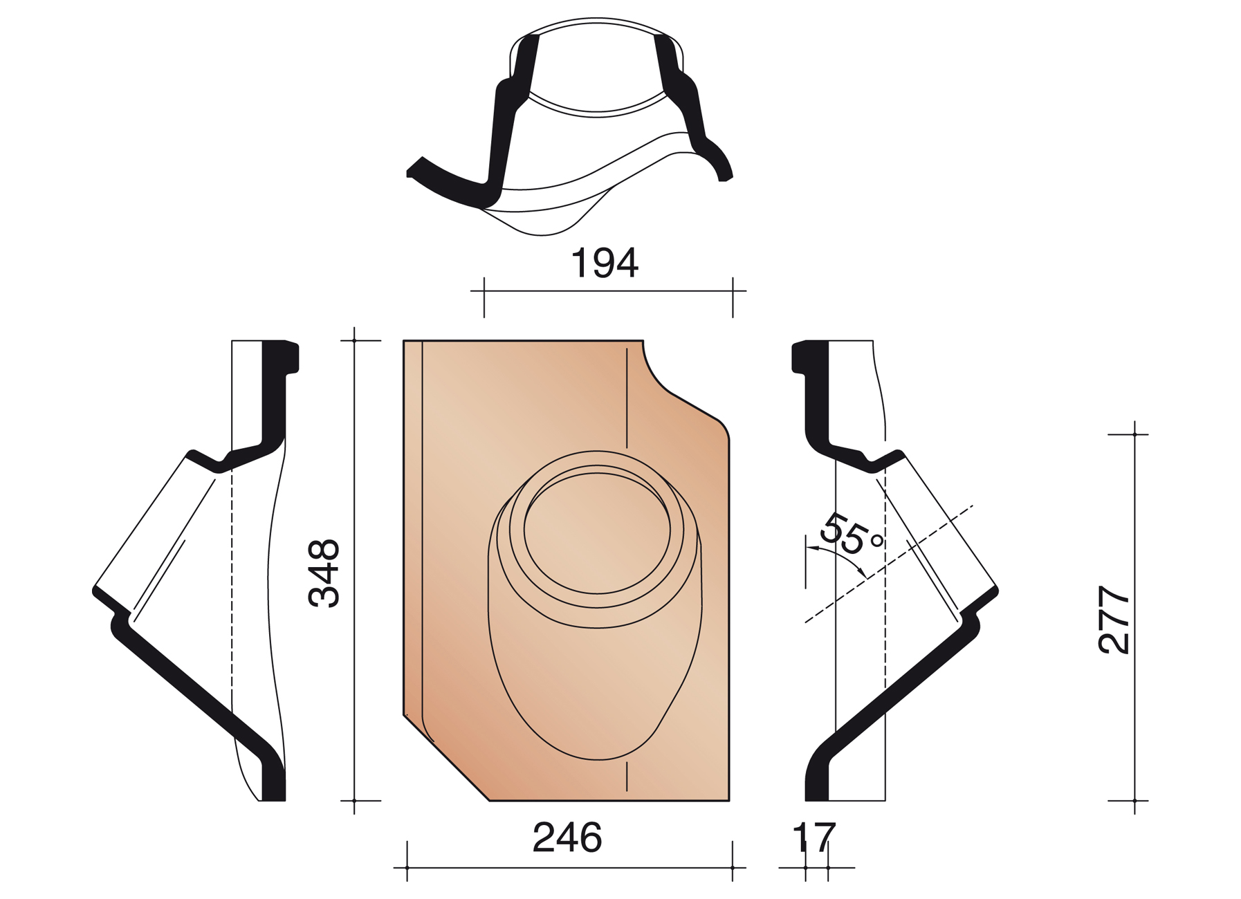 KOKERPAN Ø100 451 RUSTIEK (EXCL KAPJE)