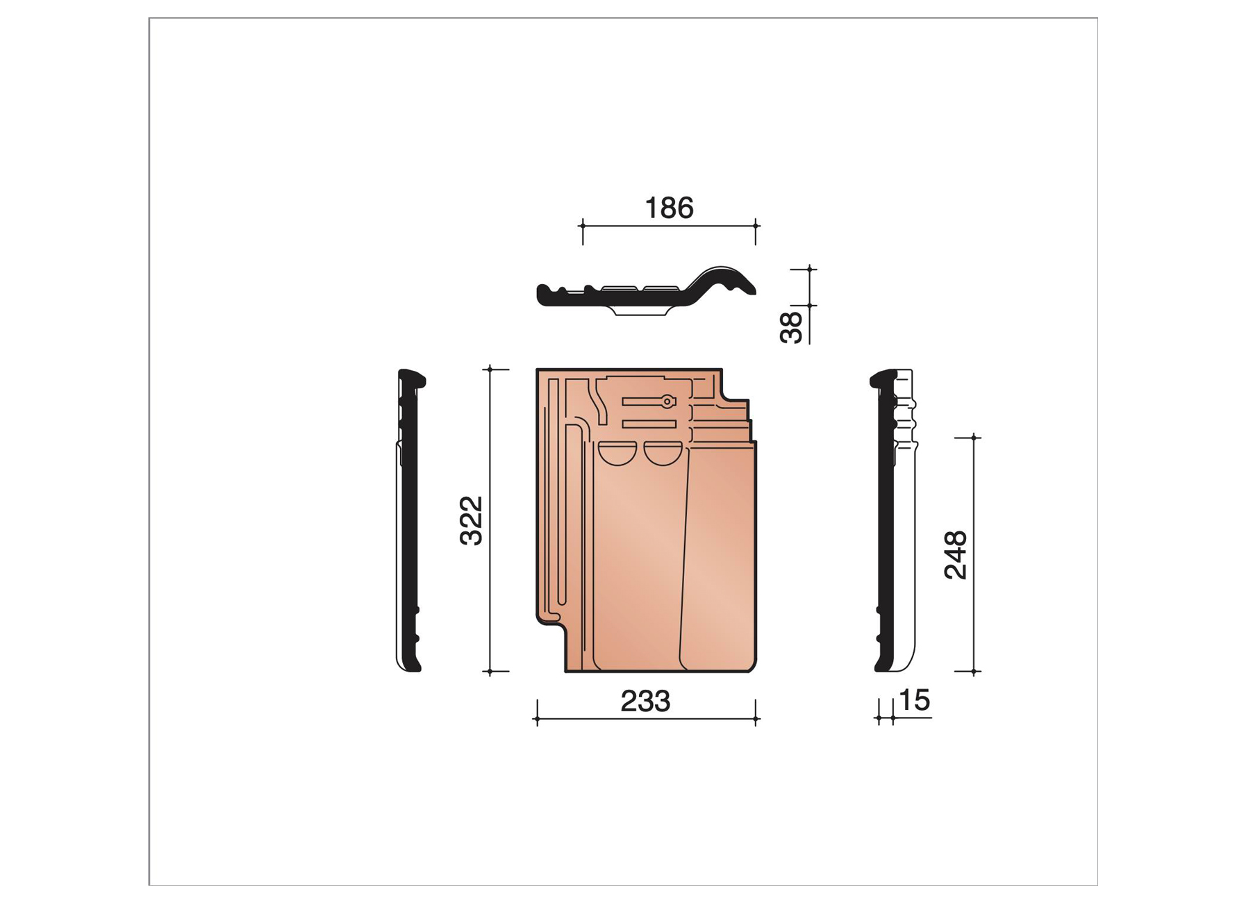 TUILE TROIS QUART 993 ANTHRACITE