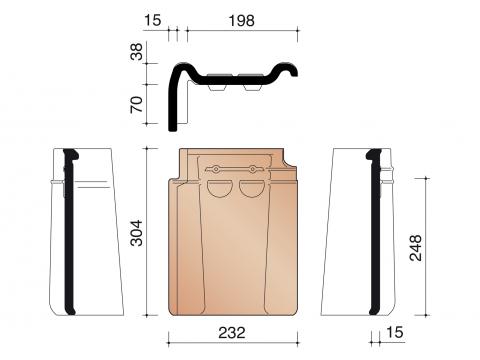 LINKER GEVELPAN 993 LEIKLEUR MAT GEGLAZUURD