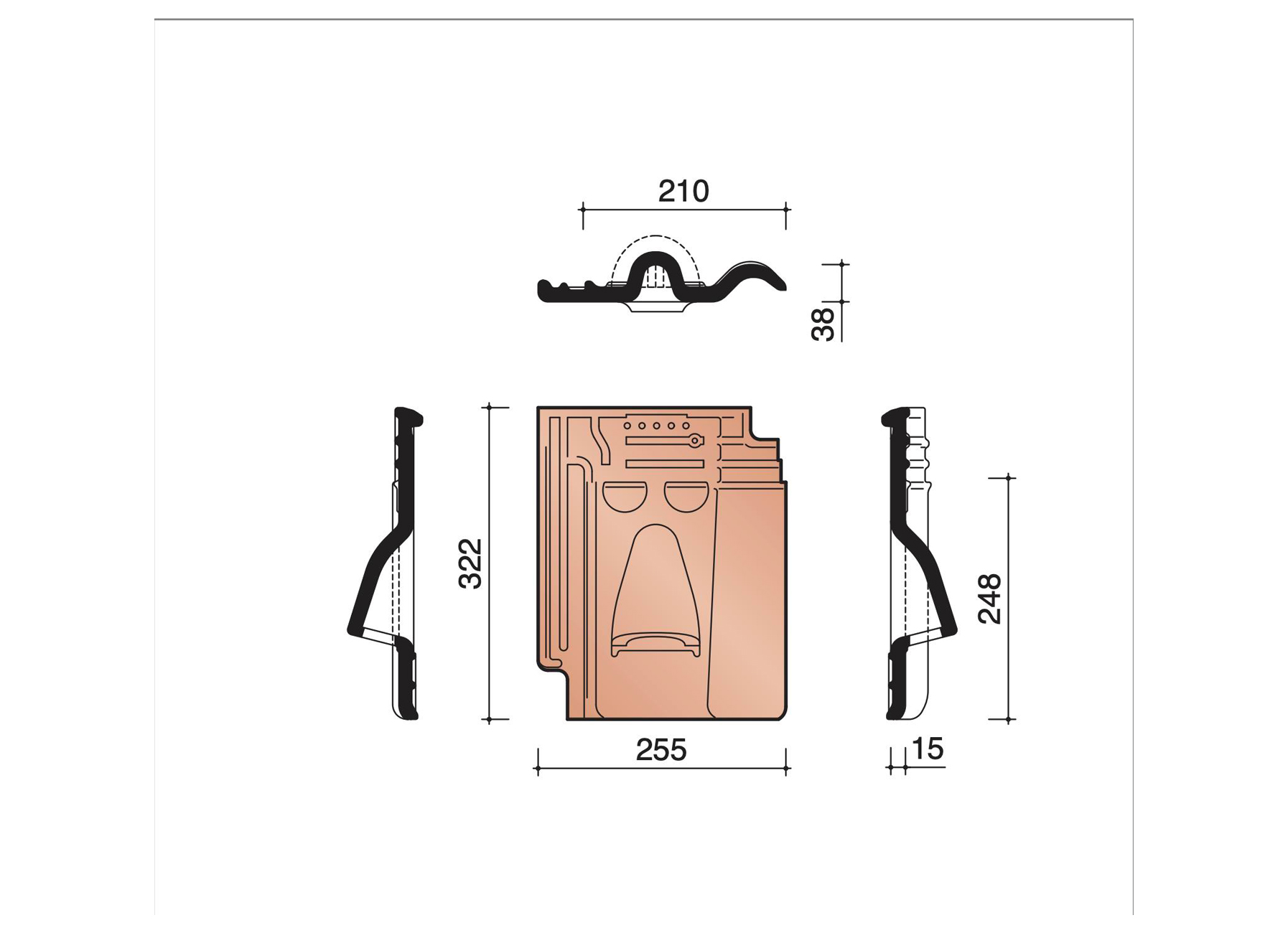 VENTILATIEPAN + ROOSTER KUNSTSTOF 993 LEIKLEUR MAT GEGLAZUURD