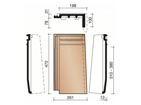 ACTUA LANTENNE TUILE DE RIVE DROITE ANTHRACITE MAT