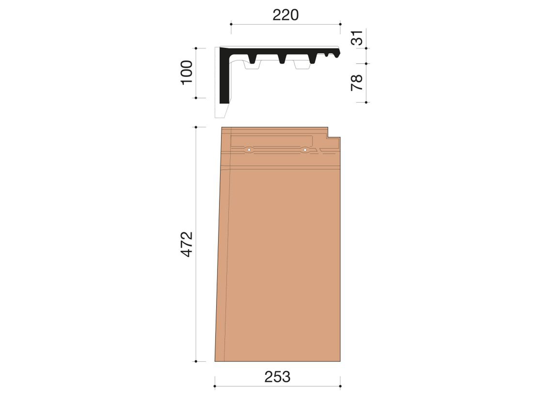 ACTUA LANTENNE LINKERGEVELPAN ANTRACIET MAT