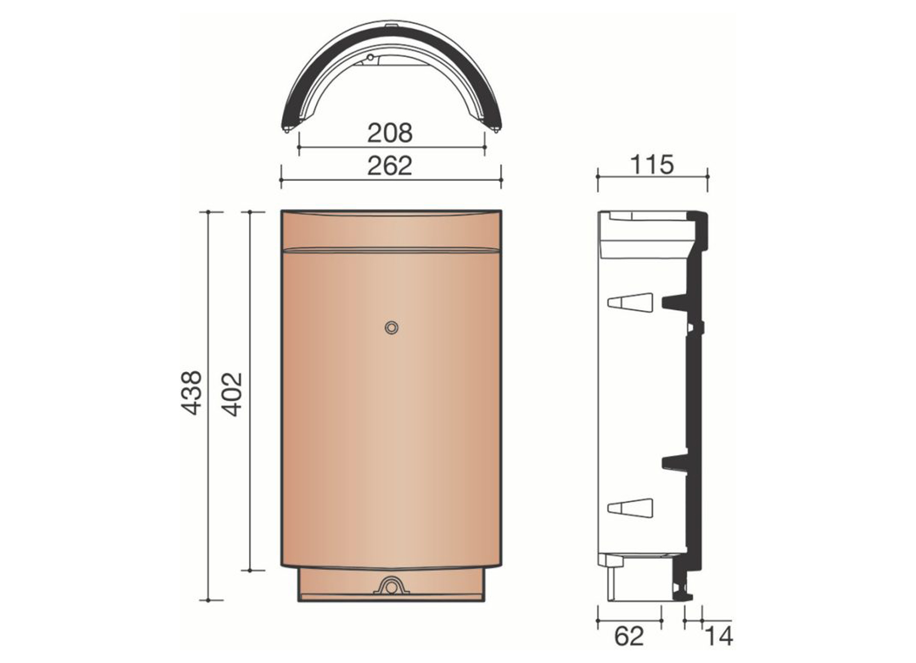 FAITIERE/ARETIER DEMI-RONDE 1000 ANTHRACITE